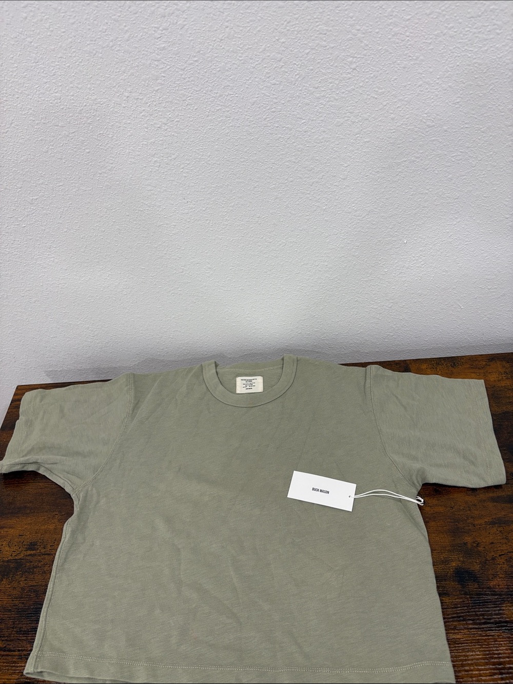 Buck Mason Light Agave Field Spec Boyfriend Crop Tee Medium NWT
